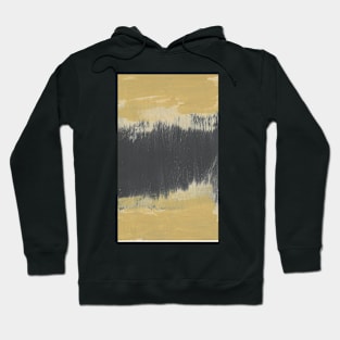 "Striking Divide"  - Textured Painting Original Artwork Black Yellow Tan Beige Navy Hoodie